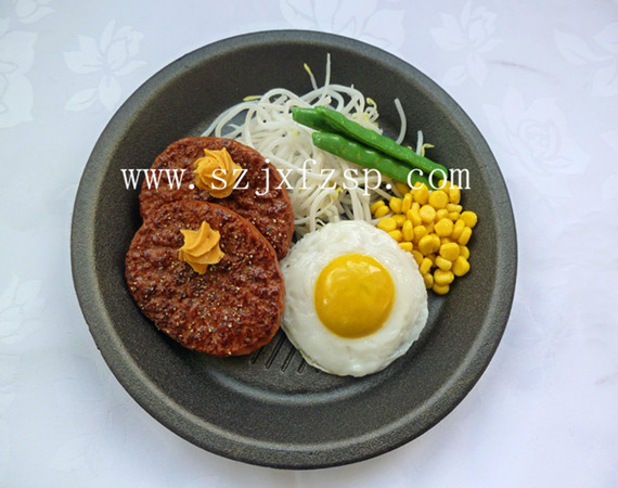 <b>仿真食品模型：铁板烧煎蛋双份汉堡扒模型</b>