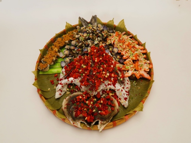 仿真食品 蚬子海鲜大盆菜模型