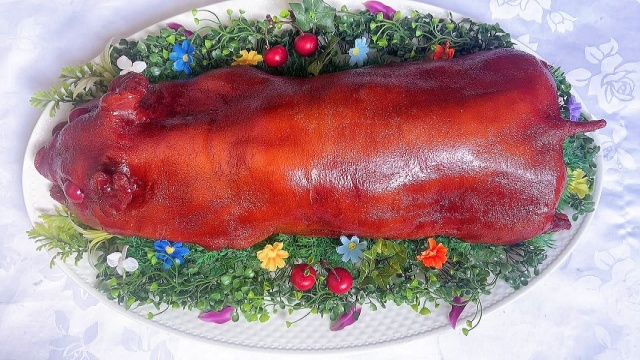 仿真菜 公明烤乳猪模型